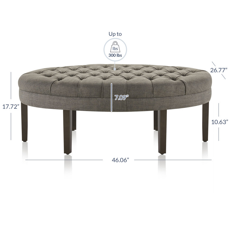 Repose-pieds capitonné ovale standard de 46,06 po Evantia, Lin gris foncé
