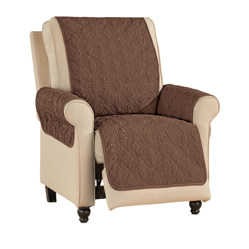 Embossed Ogee Pattern Quilted Furniture Cover, Espresso Polyester
