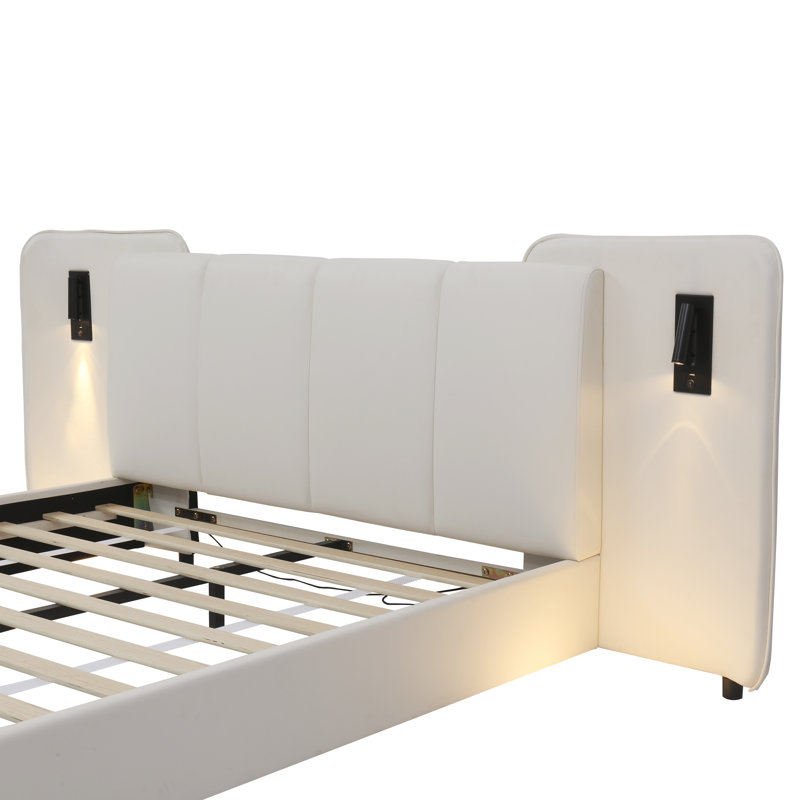 Upholstered Bed, Beige
