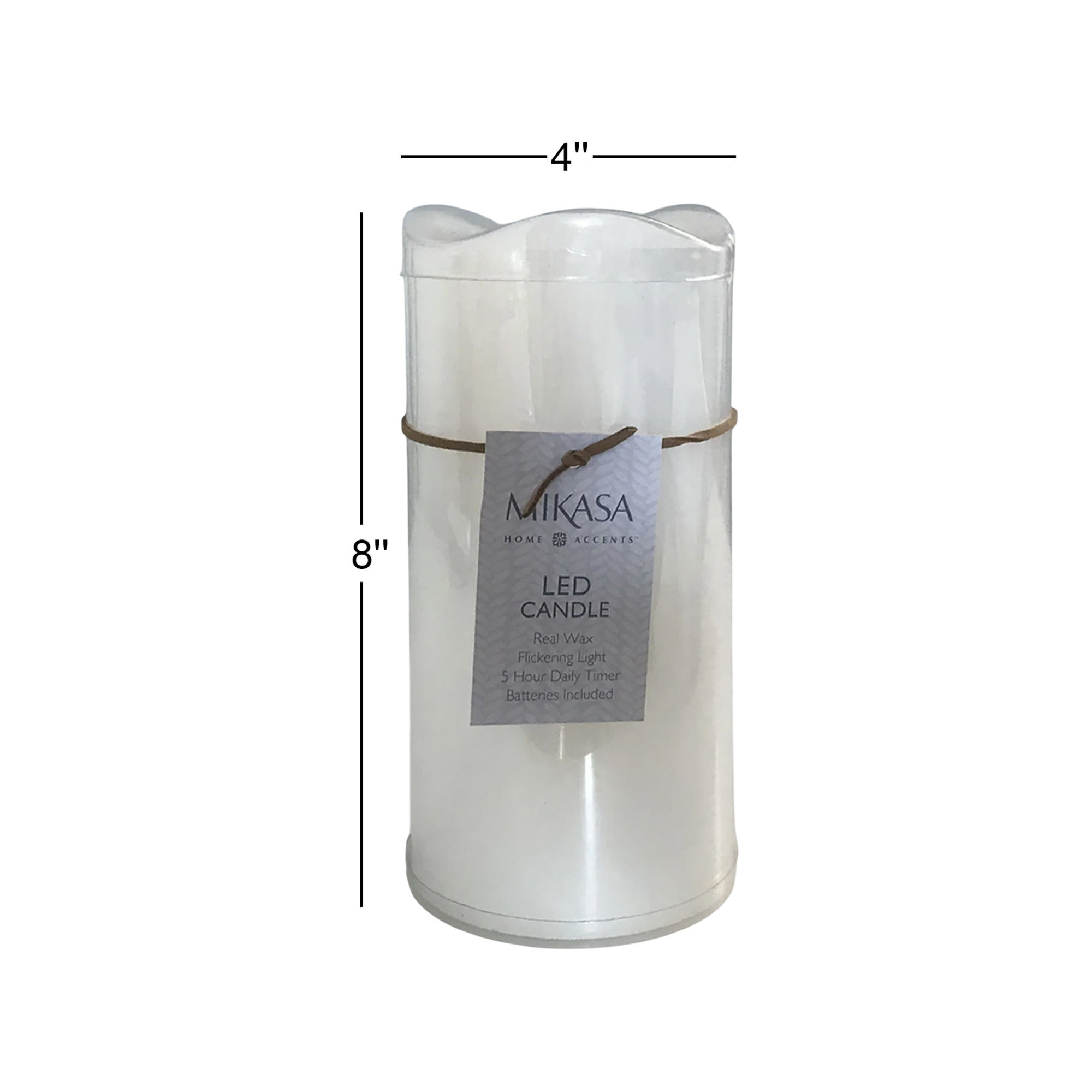 Mikasa Wavy Top LED Unscented Wavy Top Wax LED Candle, 8"L x 4"W