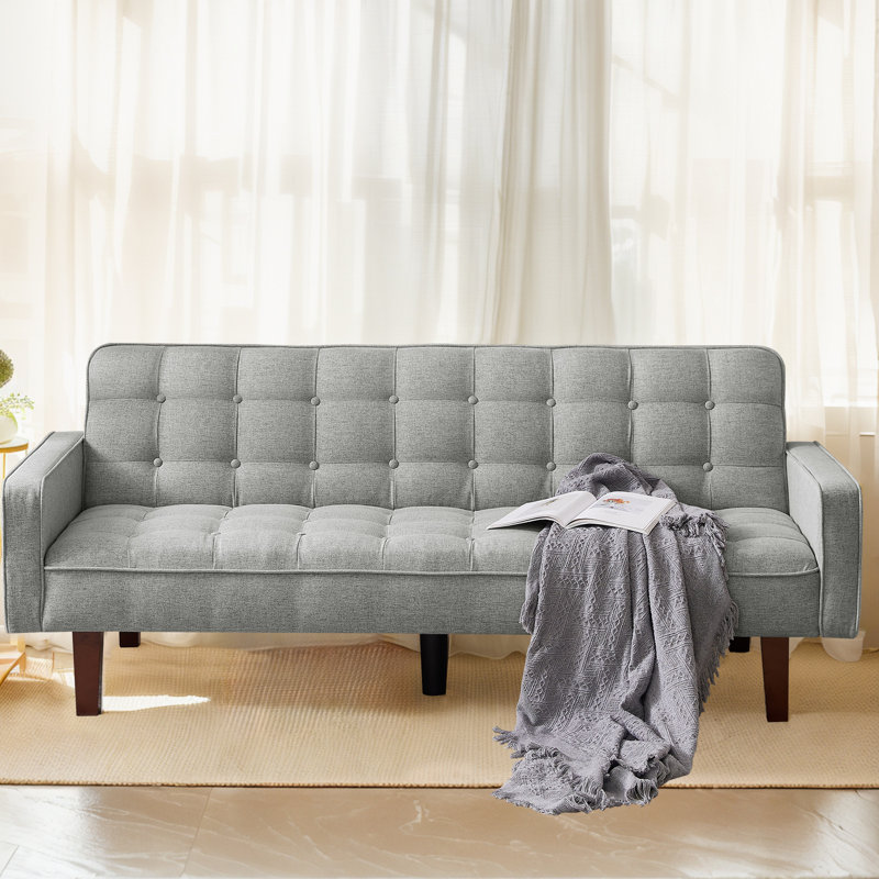 Lit double / futon double rembourré de 73,62 po pour lit double, canapé-lit convertible moderne avec accoudoirs réglables pour studio, appartement, bureau, petit espace, salon compact