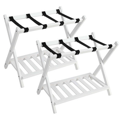Folding Wood Luggage Rack with Shelf