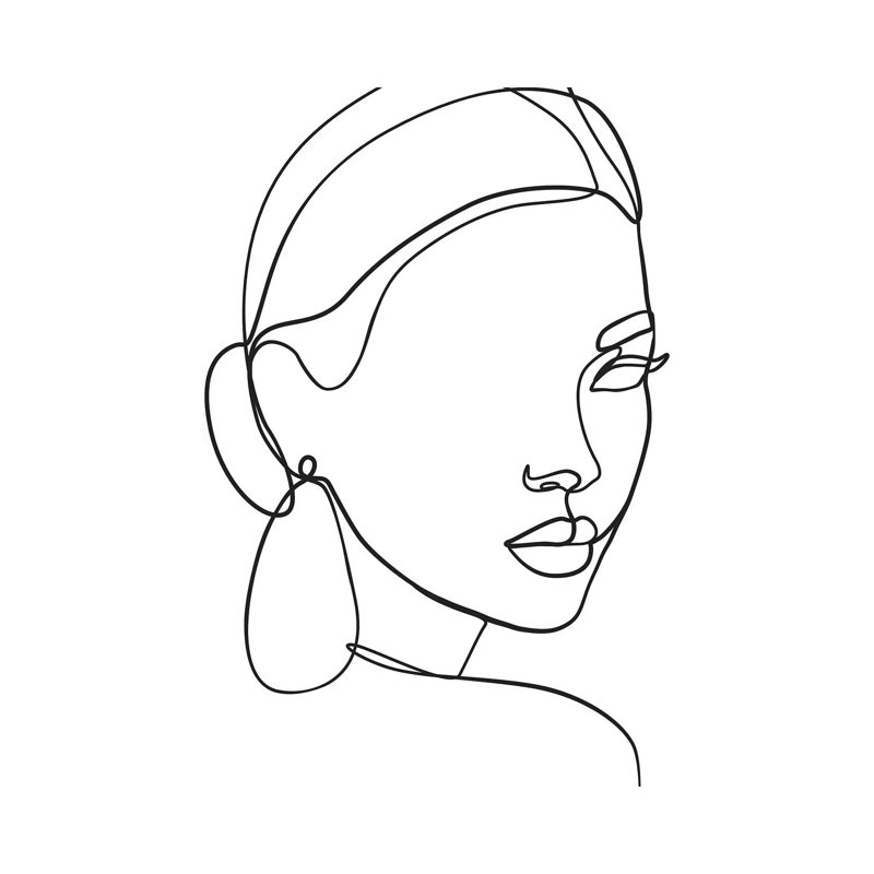 Lady With Earring by Blek Prints - Wrapped Canvas Gallery-Wrapped Canvas Giclée, 26" H x 18" W x 1.5" D