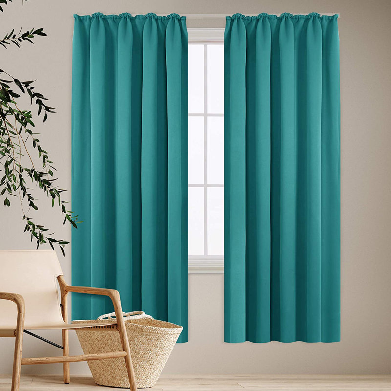 Deavin Blackout Curtain Pair, Width 140 x Drop 175cm, Turquoise