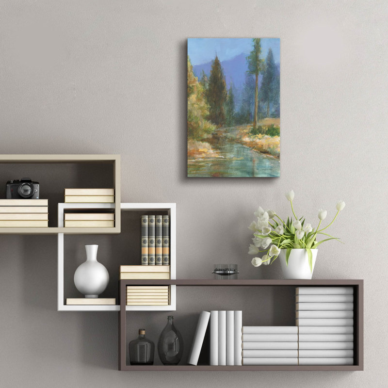 «Western Pines» par Danhui Nai, art mural en verre acrylique, 16 po x 24 po