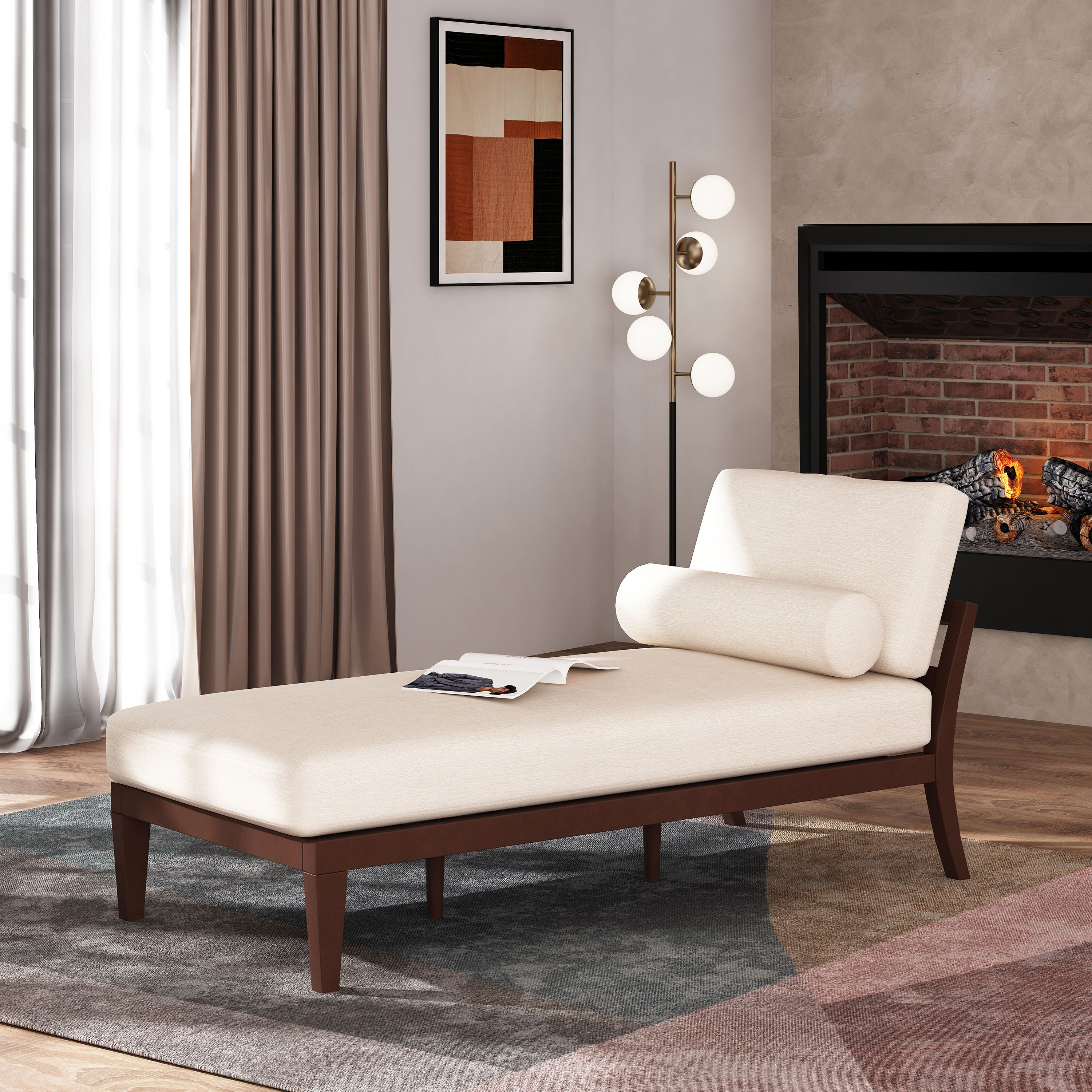 Winston Porter Sarom Fabric Chaise Lounge With Bolster Pillow & Reviews