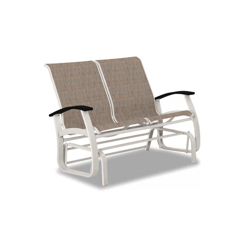 Belle Isle Outdoor Glider, Black P70, Textured Snow, Red 1D Sunbrella®
