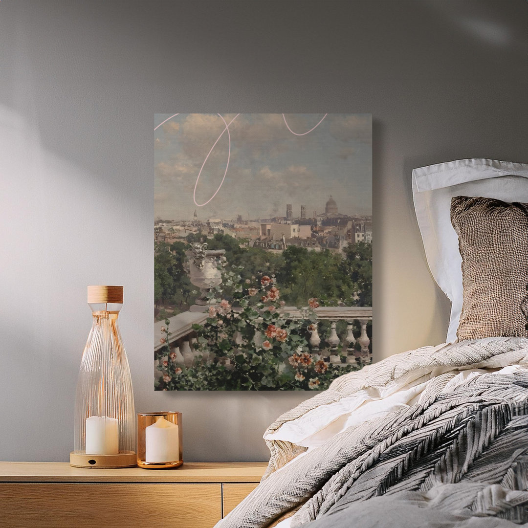 Romantic Florence Cityscape Pink Abstract Canvas
