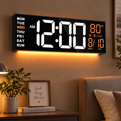 Horloge murale numérique de 40 cm (16 po) avec télécommande