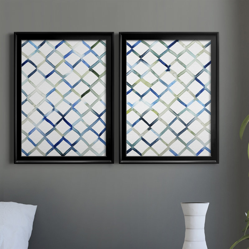 «Sea Lattice I», ensemble de 2 impressions sur toile encadrées, H 30,5 po x l 22,5 po x P 1,25 po, Cadre noir