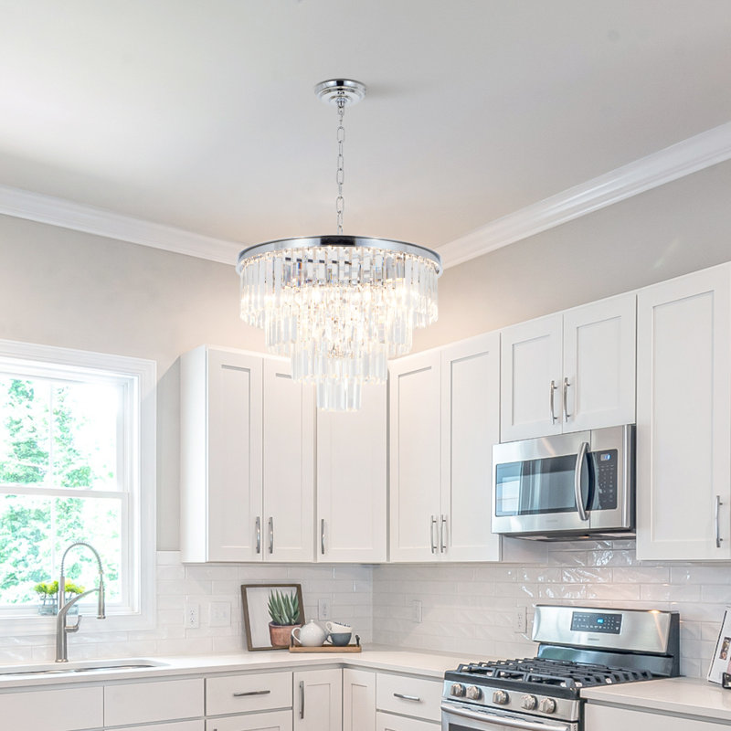Modern 4 - Light Tiered Crystal Chandelier Dimmable