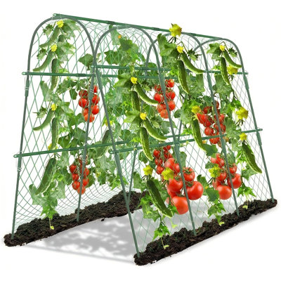 1.6x1.2m U-Shape Garden Trellis with Climbing Net for Vegetables Vines