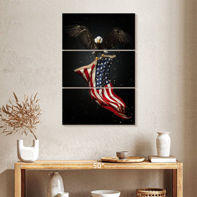 Eagle Flying With American Flag