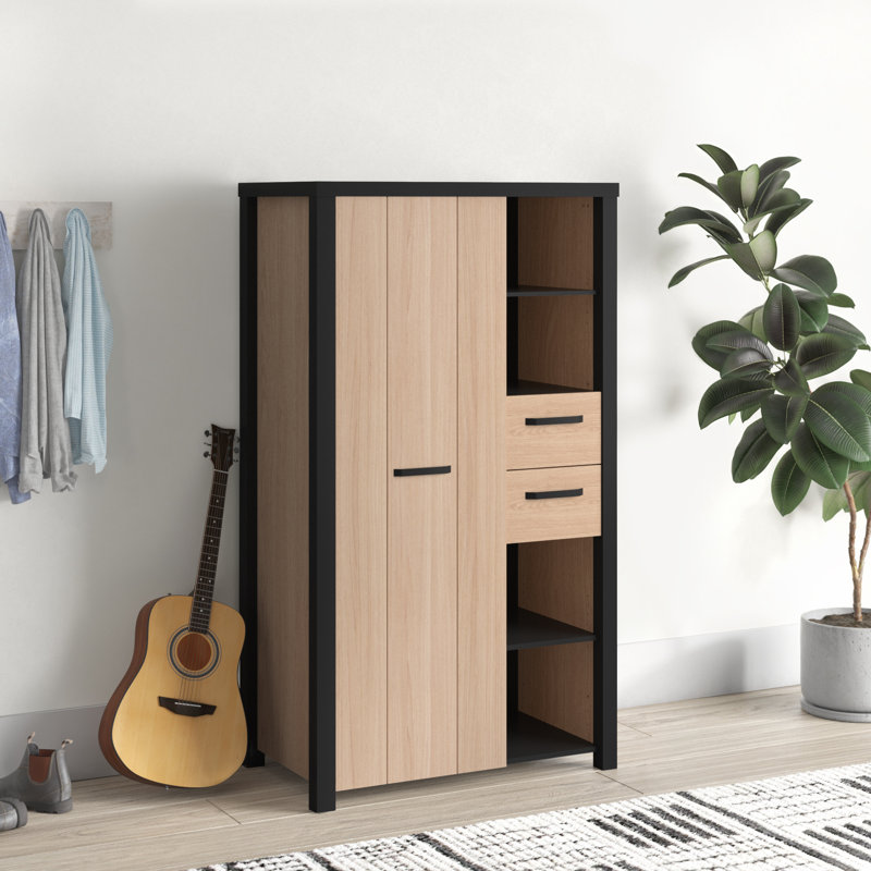 Deveau 1 Door Manufactured Wood Wardrobe