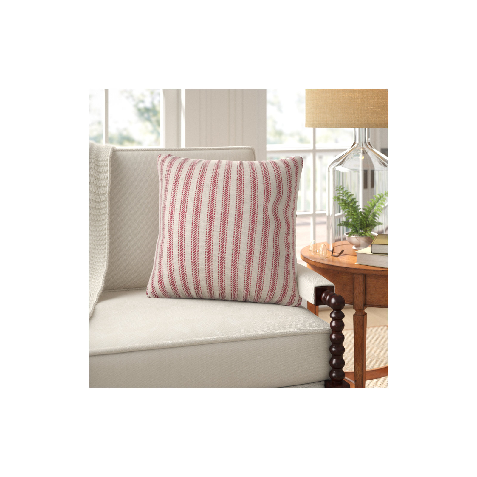 Percy Striped Cotton Pillow Cover, Red, Pillow Cover Only - No Insert