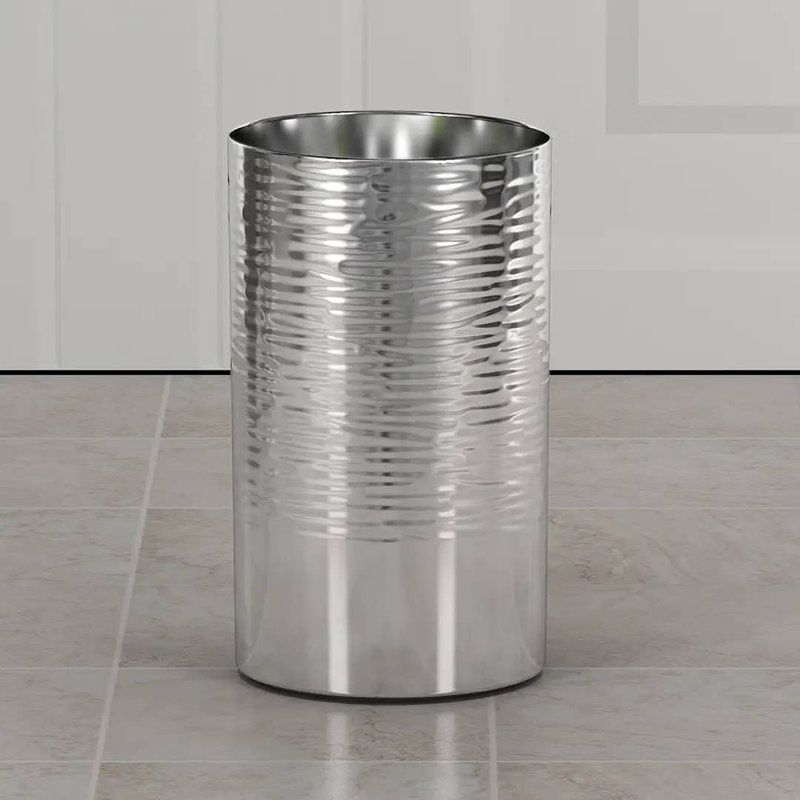 Gobelet pour la salle de bain en acier inoxydable Oneita | Porte-gobelet décoratif, verre à boire, brosse à dents et brosse à maquillage pour comptoir, lavabo et bureau | Brillant / martelé