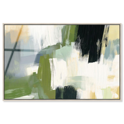 Textured Greens I Framed High-Gloss Acrylic Glass Wall Art Color Block Abstract by Art Remedy, Silver Frame, 30 x 20