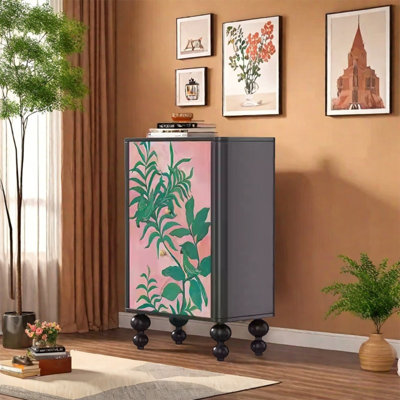 Armoire de rangement à deux portes en bois de noyer avec tablettes
