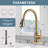 304 Stainless Steel Kitchen Sink Faucet with Pull Down Sprayer, High-Arc Single Handle Kitchen Faucet with Deck Plate-68879270