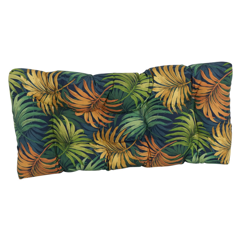 Outdoor 5'' Loveseat Seat Cushion, Blue/Green