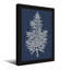 Plantes et fleurs, motif de feuille d'argent sur toile bleu marine-940824852-940824853-940824854