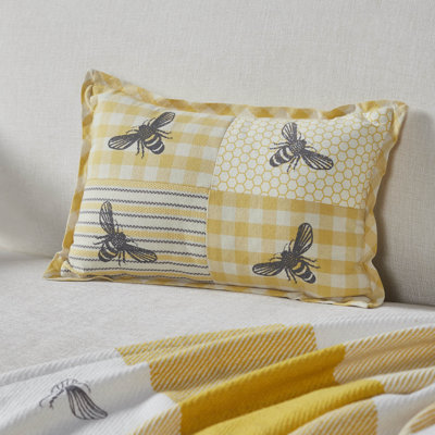 Buzzy Bees Cotton Reversible Throw Pillow