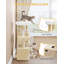 98cm Cat Tree, Cat Tower for Indoor Cats, Multi-Level Cats House Furniture with Scratching Post, 2 Caves, Large Platform, Scratching Ramp, Pompom-690462679
