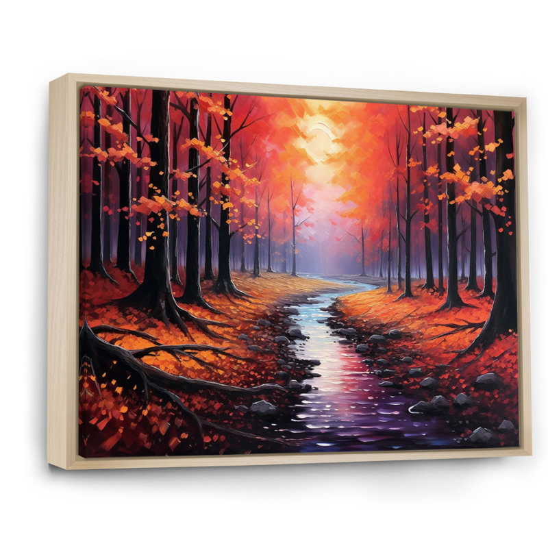 «Enchanted Path II» - campagne imprimée sur toile, 12" H x 20" W, Cadre flottant brun