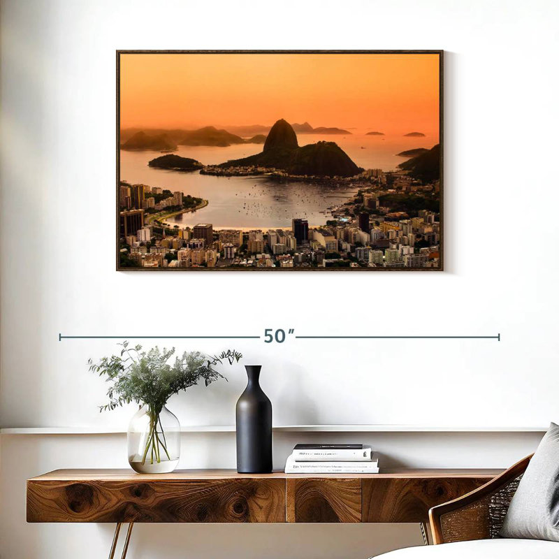 Rio de Janeiro, 37 po x 25 po, Cadre flottant en noyer