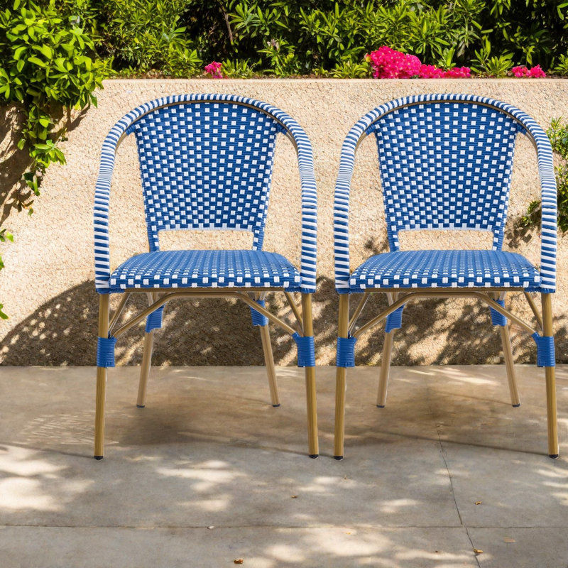 Chaises de patio résistantes aux intempéries, rotin en aluminium, style café moderne