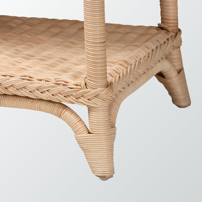 Table d'appoint Comesanas en rotin naturel avec boucles, H 33,26 po x l 41,55 po x P 17,03 po