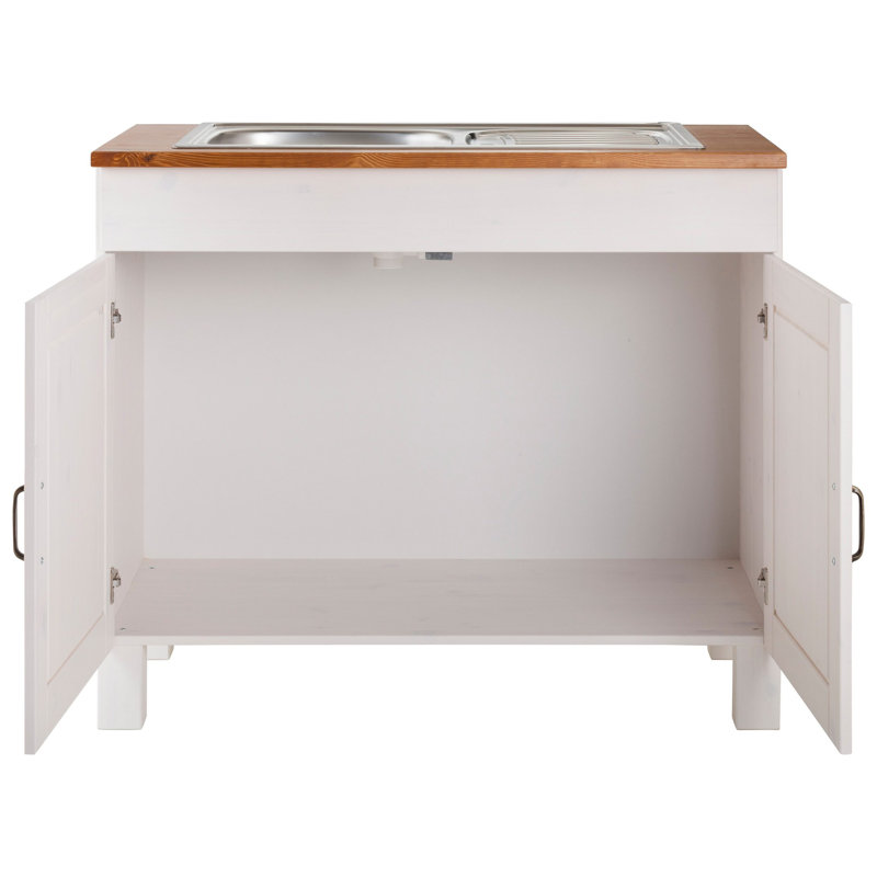 Martindale 100cm Single Bathroom Vanity Base Only, White/Honey