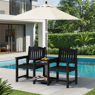 HDPE All-Weather Outdoor Adirondack Chair With Double-Layer Table