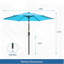 Parasol de marché 7,5 pi avec manivelle inclinable, auvent résistant aux rayons UV pour piscine, patio sans base-579205409