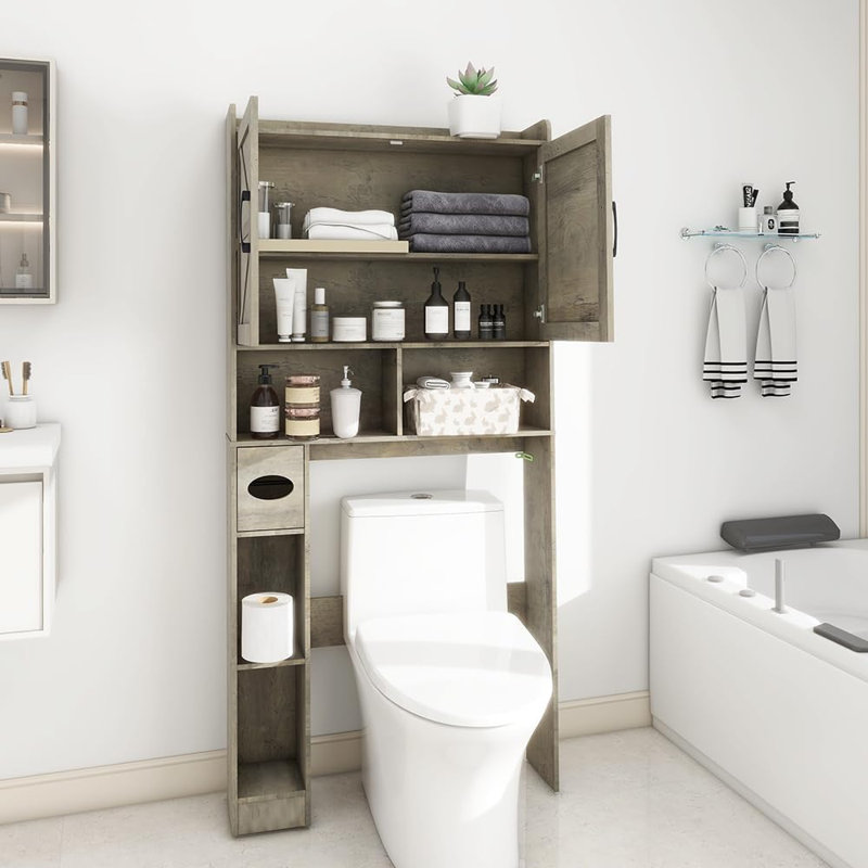 Layleigh Freestanding Over The Toilet Storage, Gray Wood