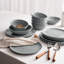 Ensemble 24 pièces de vaisselle, assiettes et bols pour 6, gris-2147092285