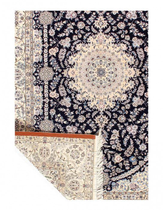 Navy blue Nain silk & wool 6'5"X 9'6"