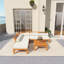 Ensemble de meubles de jardin 6 pièces, canapé modulaire en L en bois d'acacia avec lit de jour convertible, table de thé et repose-pieds