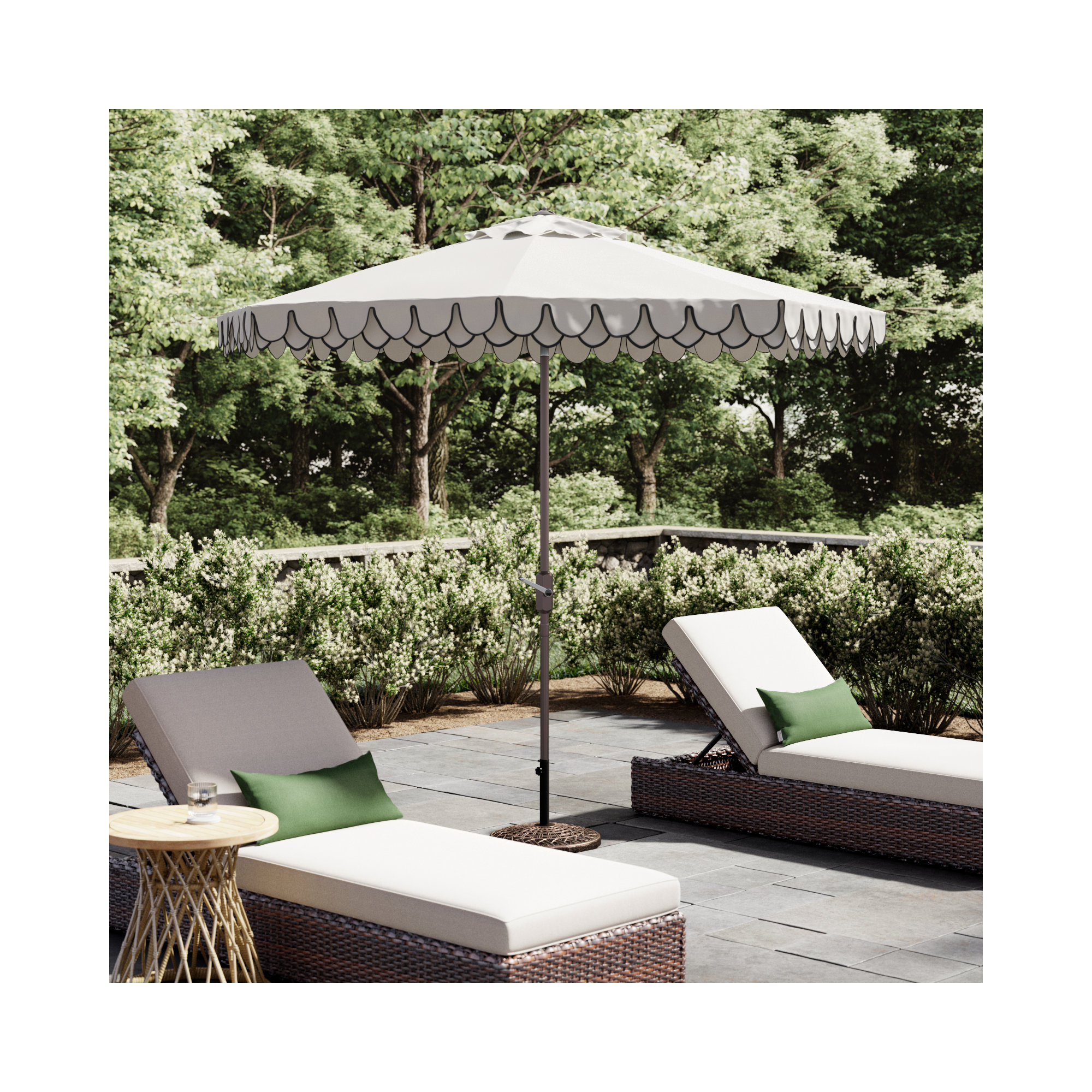Iago Outdoor Umbrella, Ivory/Black, Brown