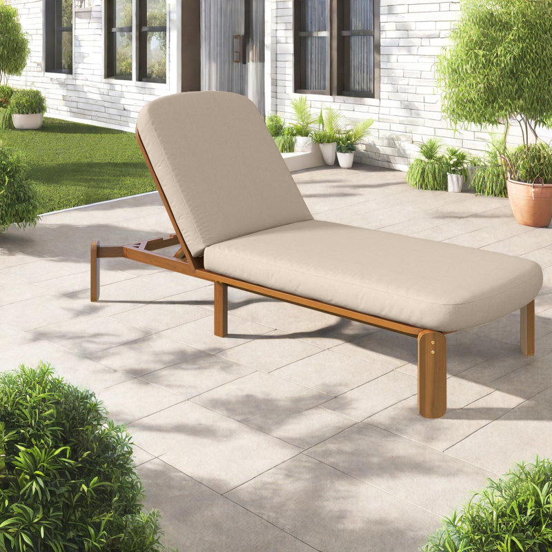 Méridiennes de patio réglables, chaise de piscine moderne en bois d'acacia