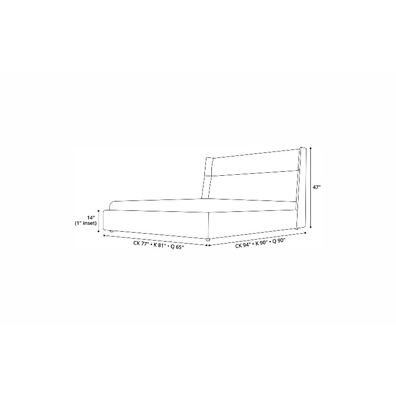 Bond Solid Wood Bed, Gris, Queen