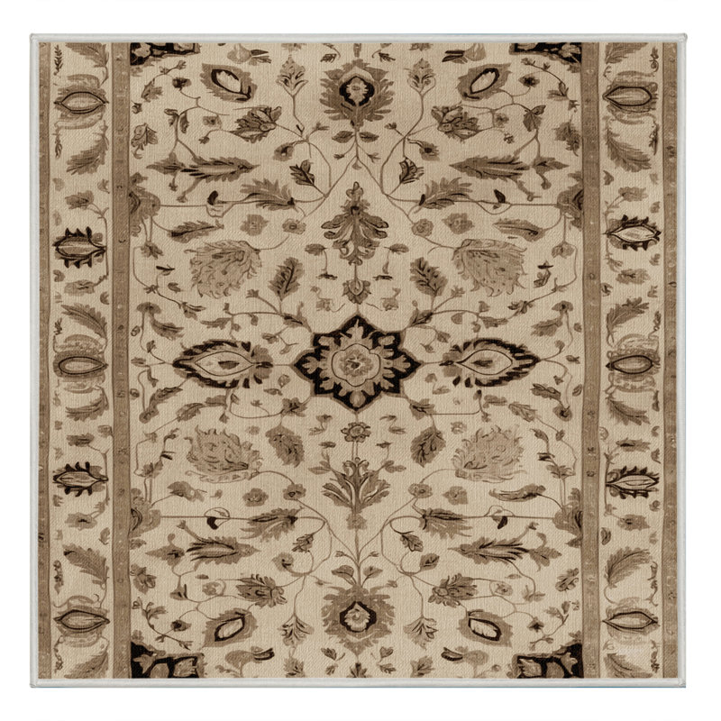 Tapis beige Tabriz lavable à la machine, Carré 3 pi