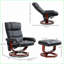 Fauteuils inclinables avec massage & amp; Repose-pieds, pivotant à 360 ° en similicuir avec télécommande | Noir | Base en acier
