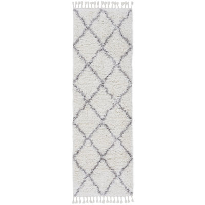Eddy Shaggy Boho White Rug