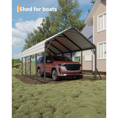 Abri de voiture surdimensionné en métal de 13 pi x 21 pi x 11 pi, abri de voiture robuste en acier pour toutes saisons, abri permanent pour bateaux de basse, camionnettes et tracteurs, Nouveau-Brunswick 660 lb