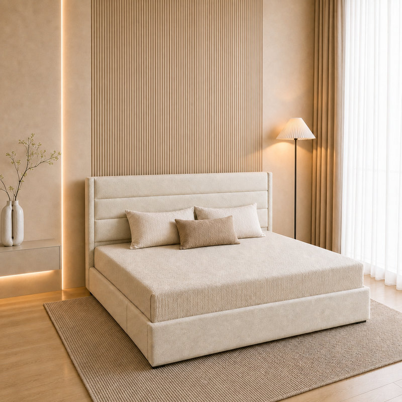  Lit de rangement rembourré Denicolais, Grand, Beige