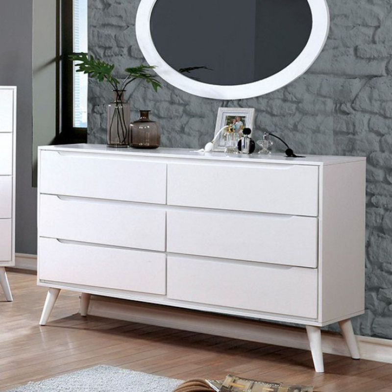 Commode double 6 tiroirs Luleya, Blanc