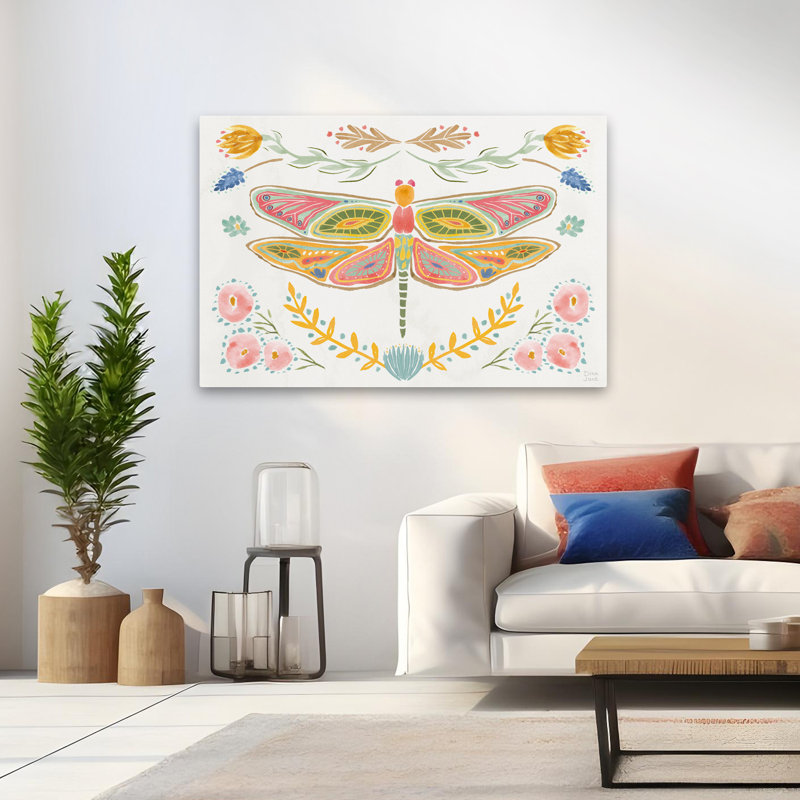 Libellule lumineuse à motif floral bleu vif Bright Flight II, H 48 po x l 32 po