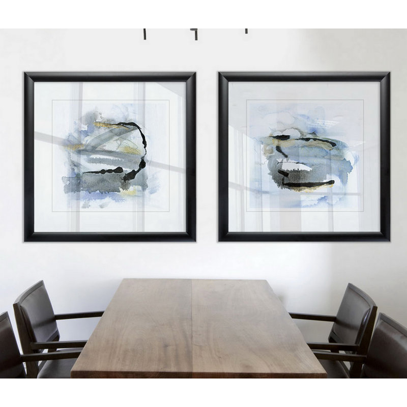 « cool water i », ensemble de 2 reproductions encadrées, Cadre noir