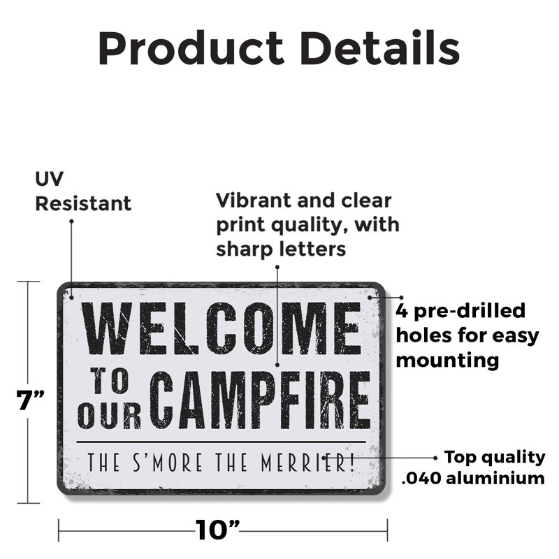 Bienvenue sur notre feu de camp (paquet de 2) en aluminium 7 po x 10 po